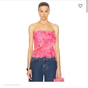 Aje Charmed strapless ruffled bustier top